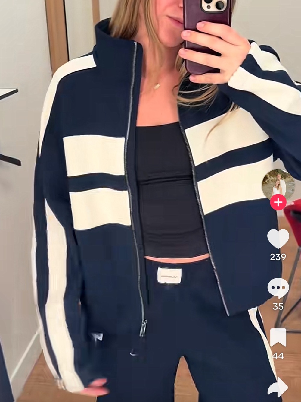 Lululemon scuba Striped Navy & White Zip Jacket